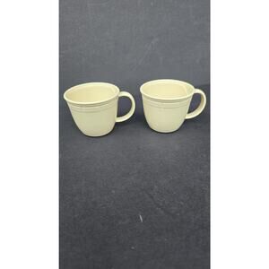 Vintage Step2 Cream Toy Tea Cups Set Of 2 Plastic Play Kitchen Dishes Kids Lot